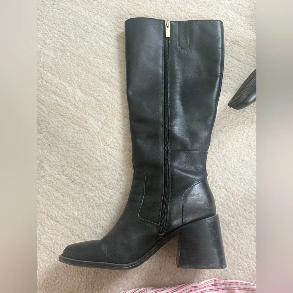 Vince Camuto Black Leather Knee-High Boots - Picture 5 of 5